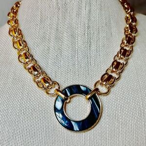 Gold tone and Grey Statement Necklace NWOT
